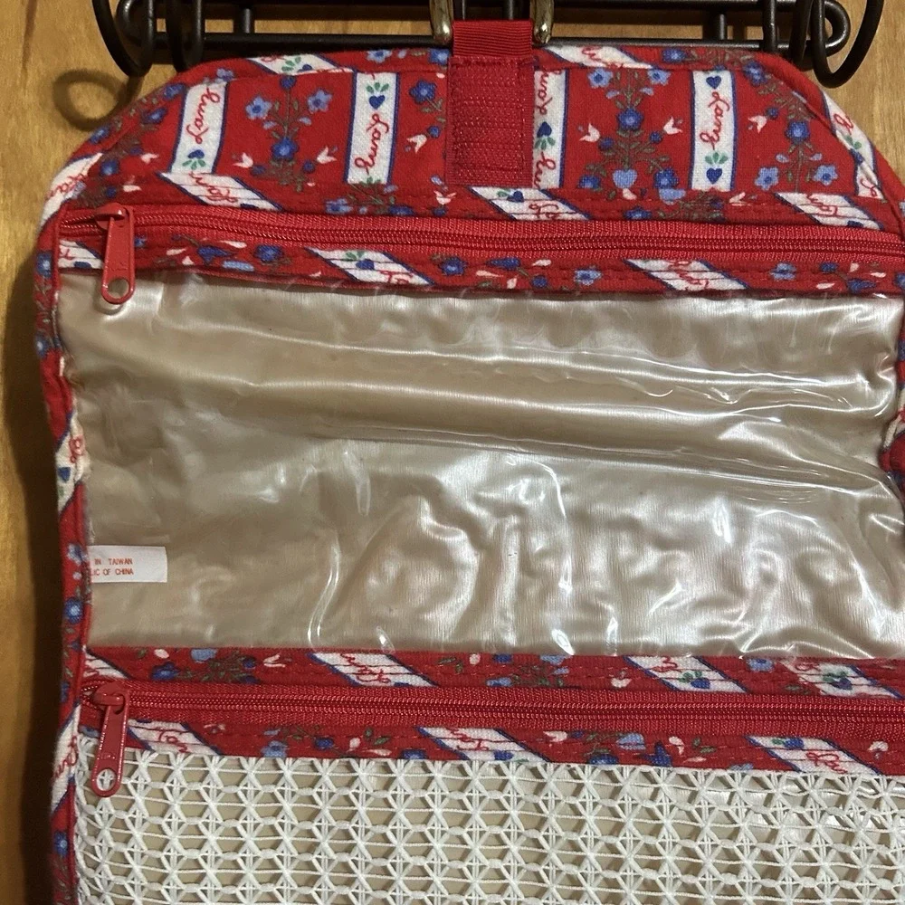 Vintage Lanz Cosmetic Toiletries Travel Bag‎ Kit Floral Stripe Print